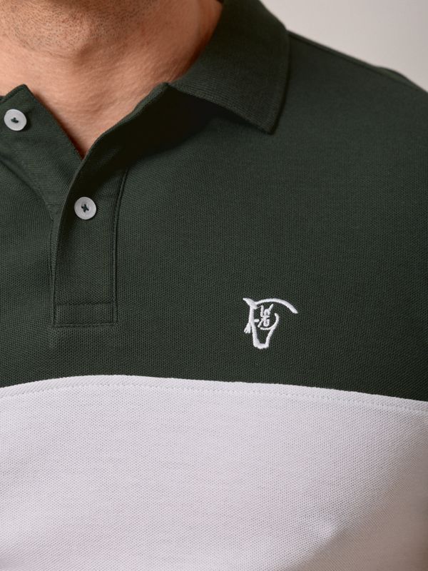 Polo à Bande | Vert Sapin