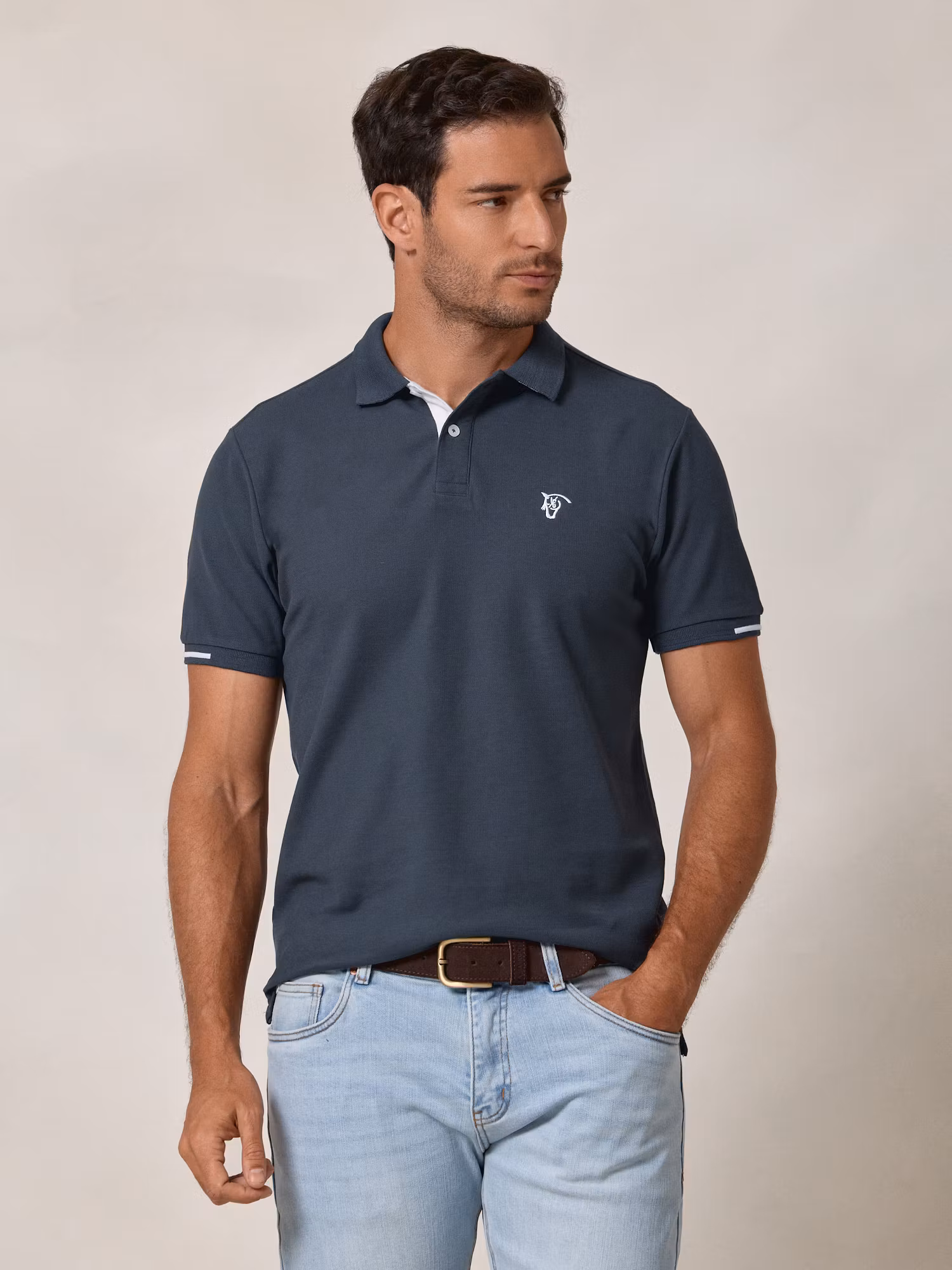 Polo com estampa nas costas | Azul Lago
