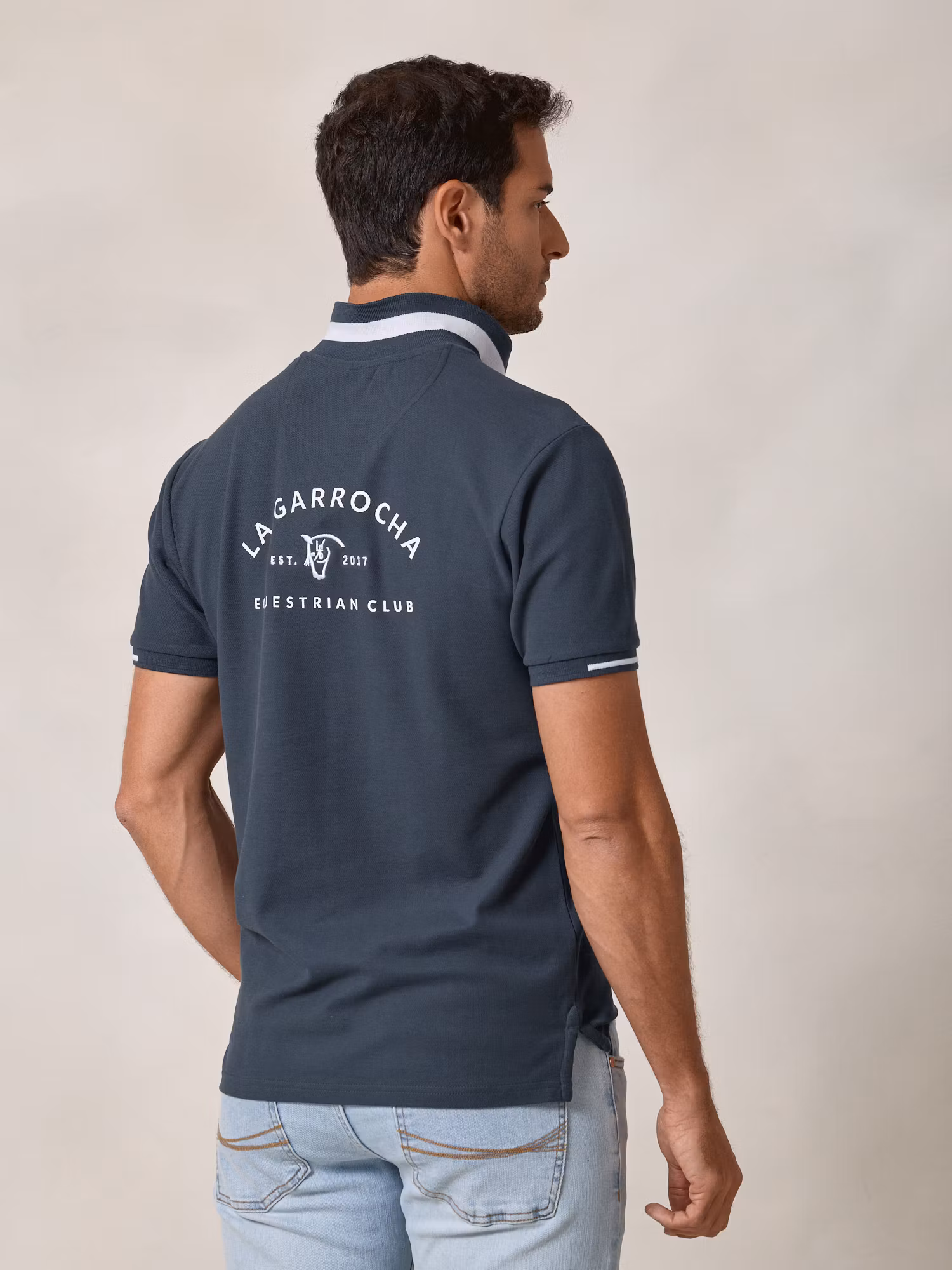 Polo com estampa nas costas | Azul Lago
