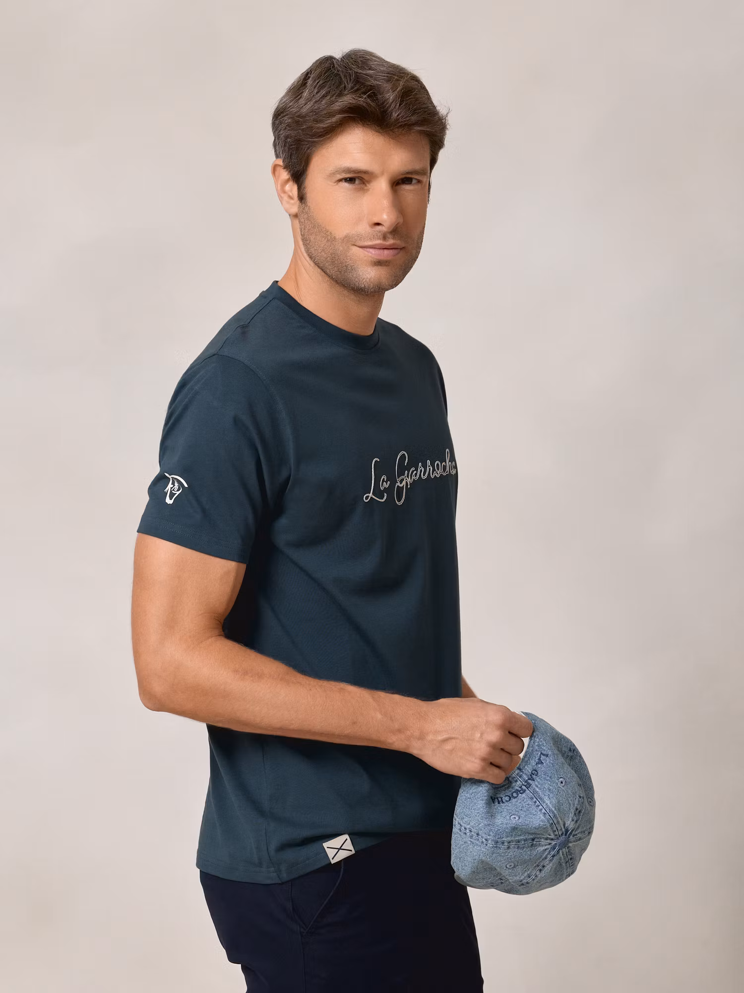 Camiseta com ponto de correntinha | Azul Lago