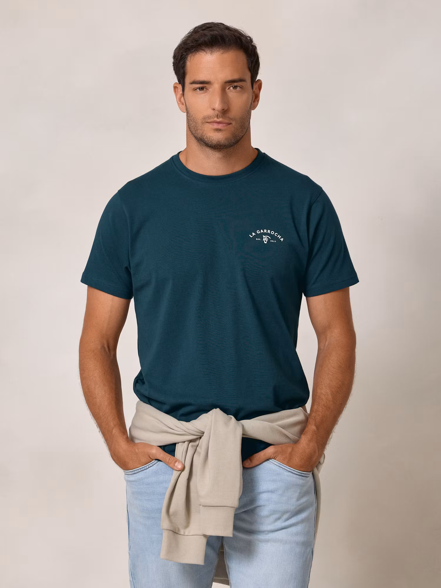 Camiseta com estampa nas costas | Verde Azulado