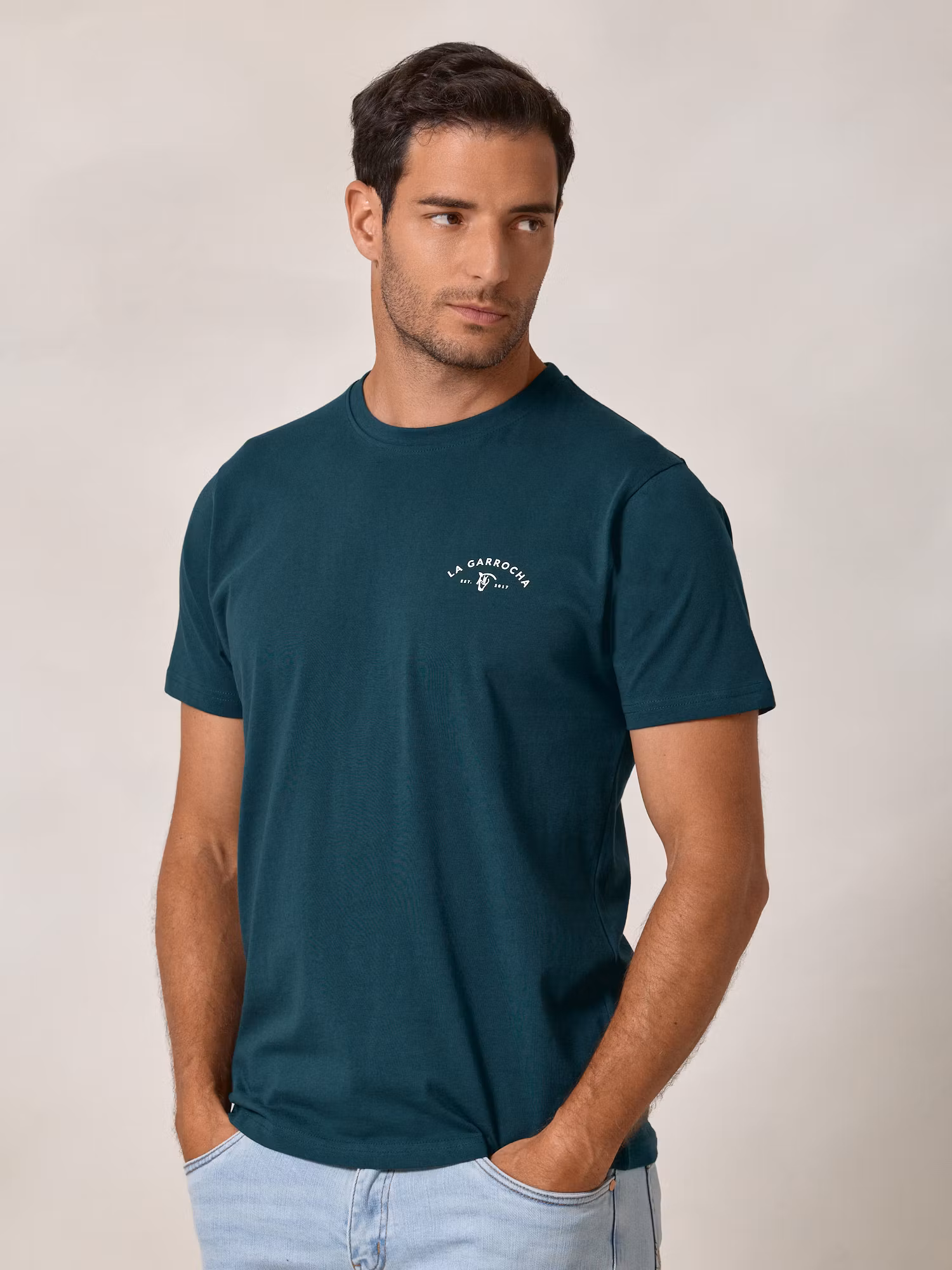 Camiseta com estampa nas costas | Verde Azulado