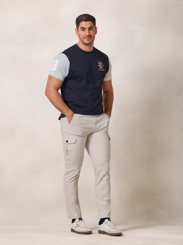 T-shirt à manches contrastantes | Bleu Marine