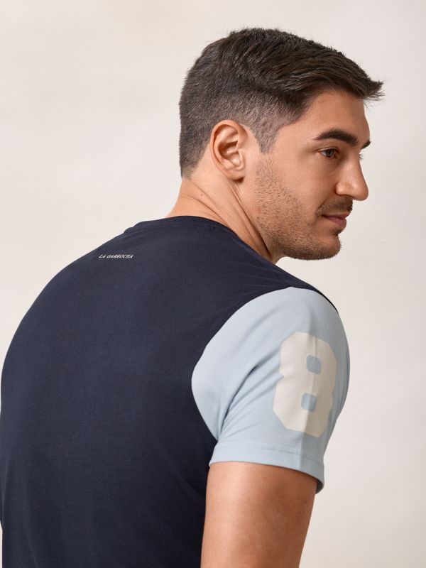 T-shirt à manches contrastantes | Bleu Marine