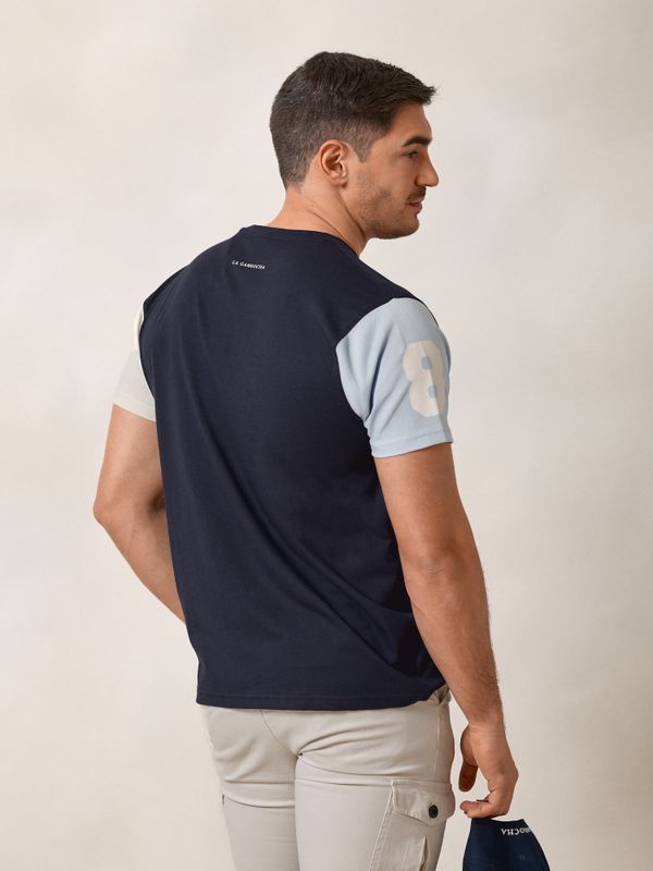 T-shirt à manches contrastantes | Bleu Marine