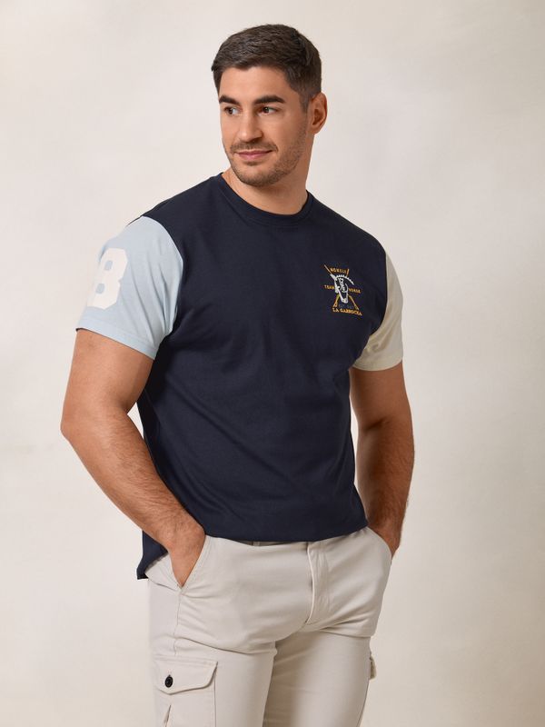 T-shirt à manches contrastantes | Bleu Marine