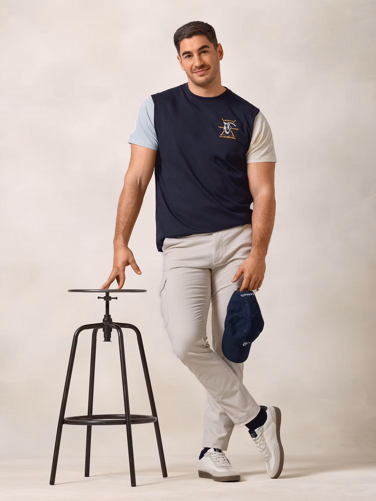 T-shirt à manches contrastantes | Bleu Marine