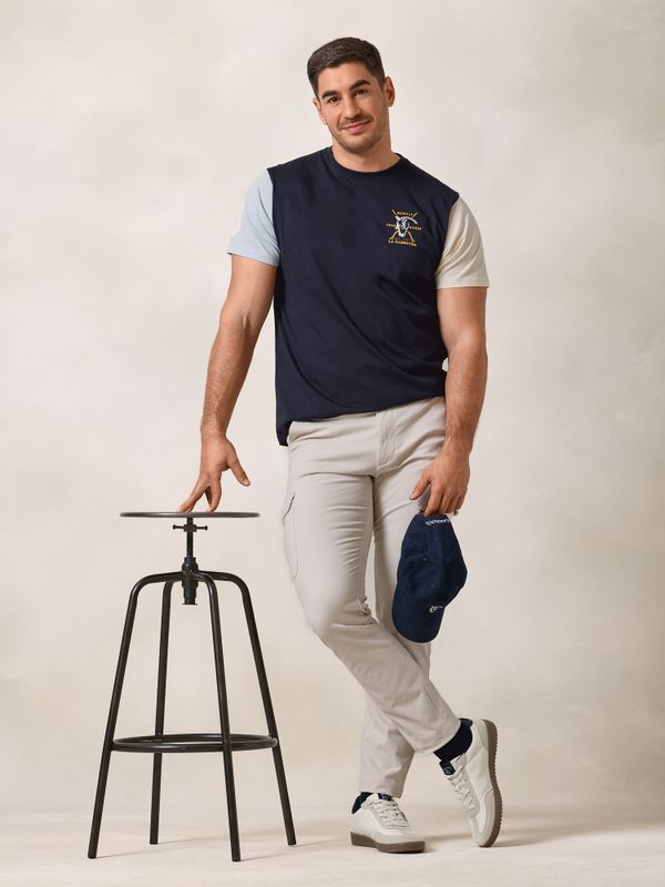 T-shirt à manches contrastantes | Bleu Marine