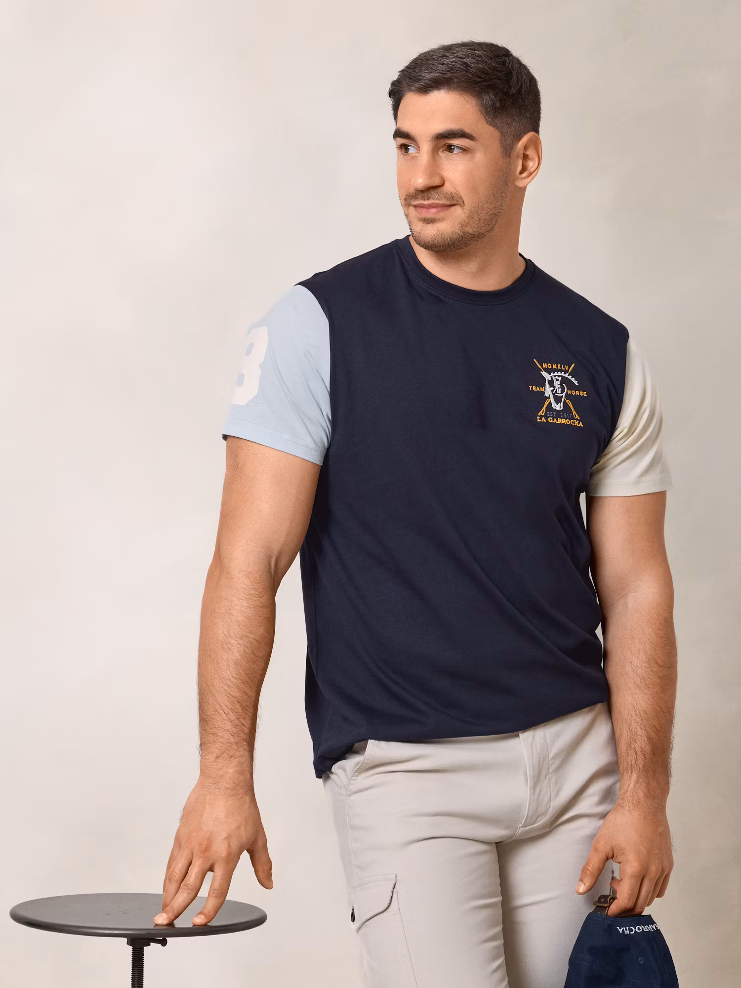 T-shirt à manches contrastantes | Bleu Marine