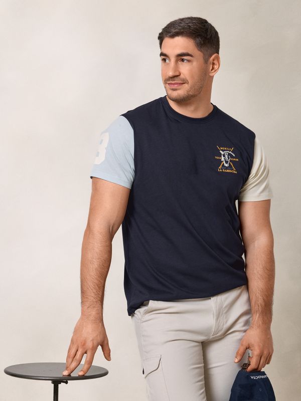 T-shirt à manches contrastantes | Bleu Marine