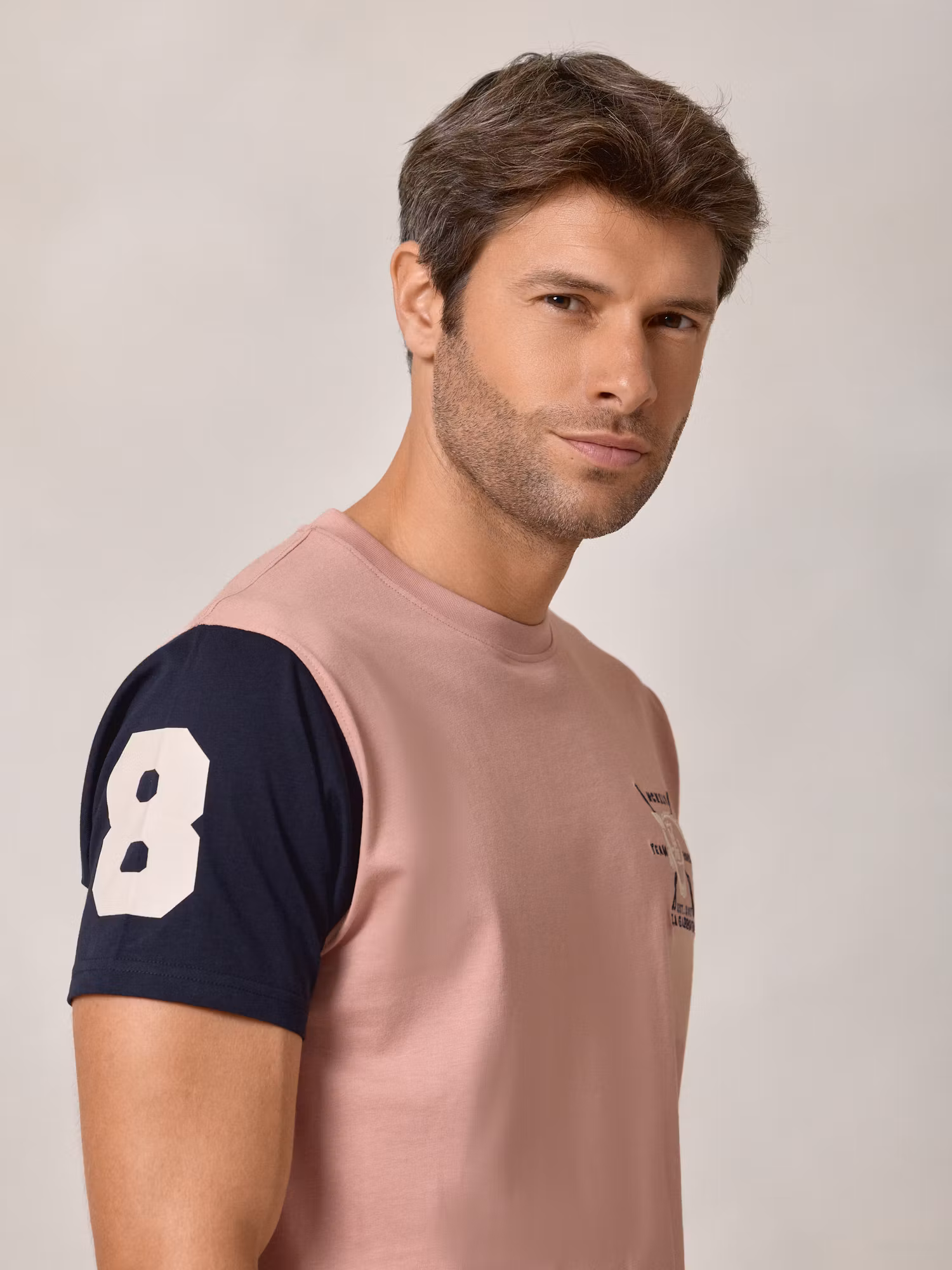 Camiseta com mangas contrastantes | Rosa