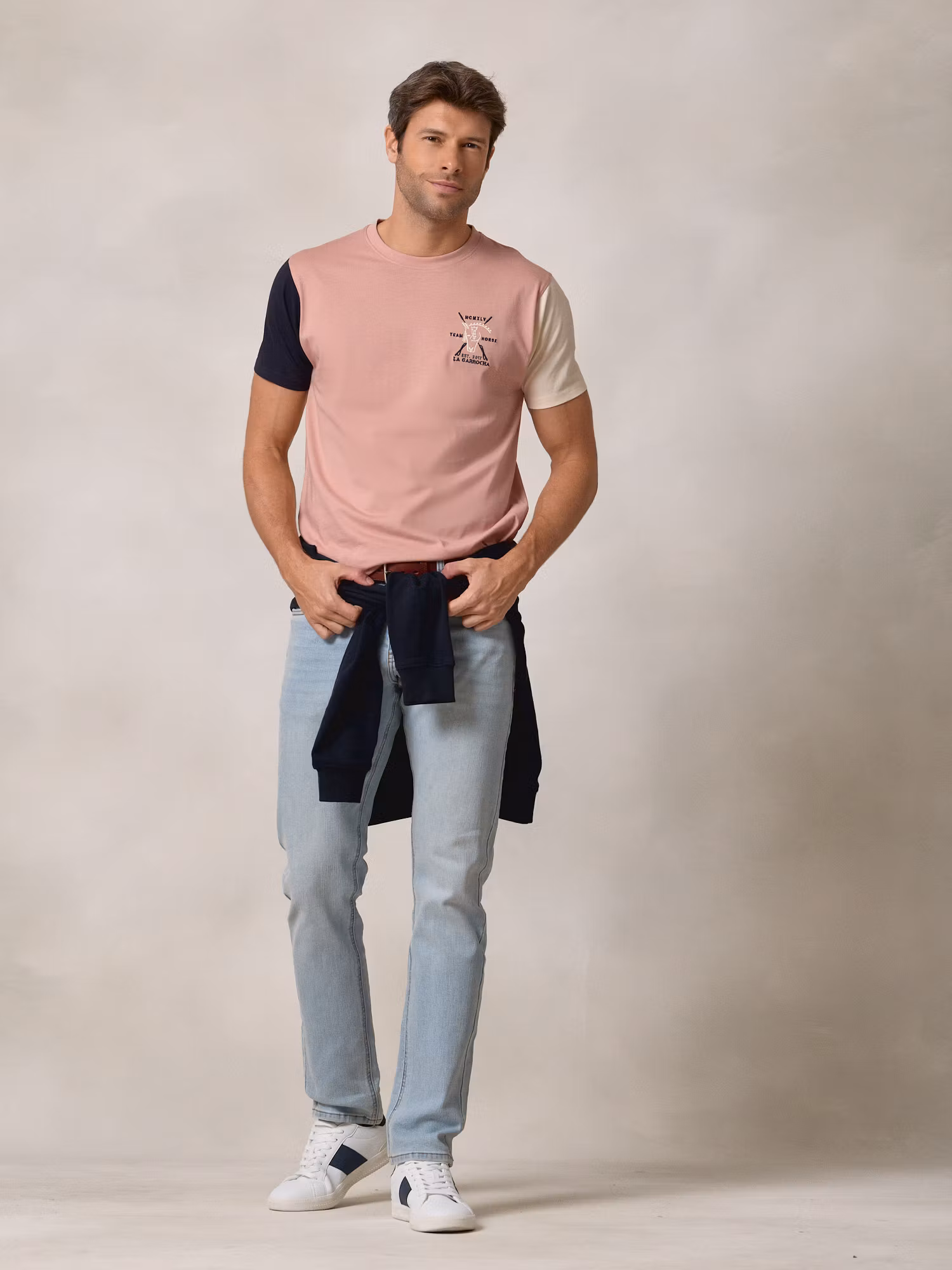 Camiseta com mangas contrastantes | Rosa