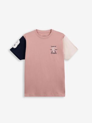 Camiseta com mangas contrastantes | Rosa