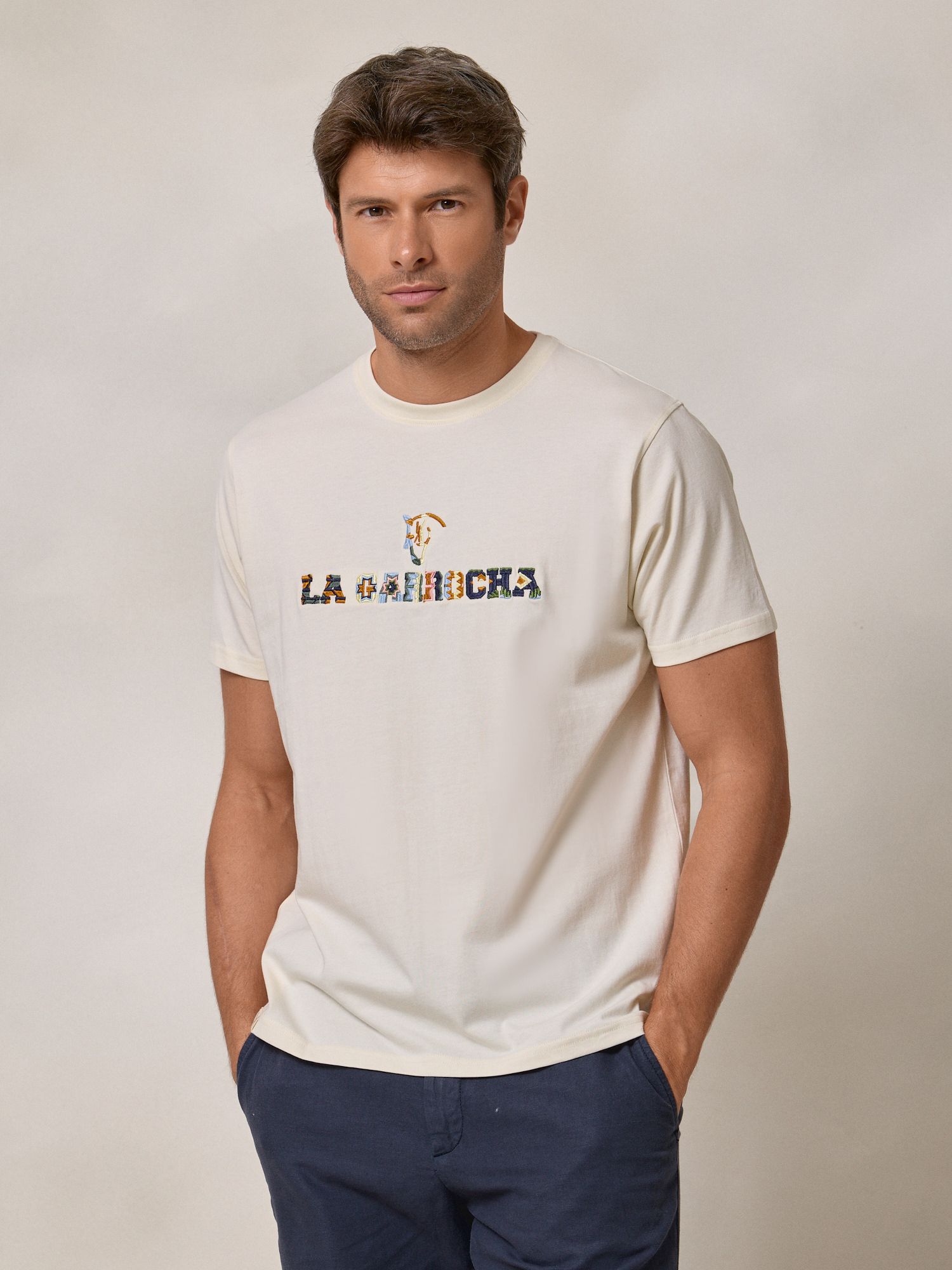 T-shirt ethnique avec appliqué | Écru