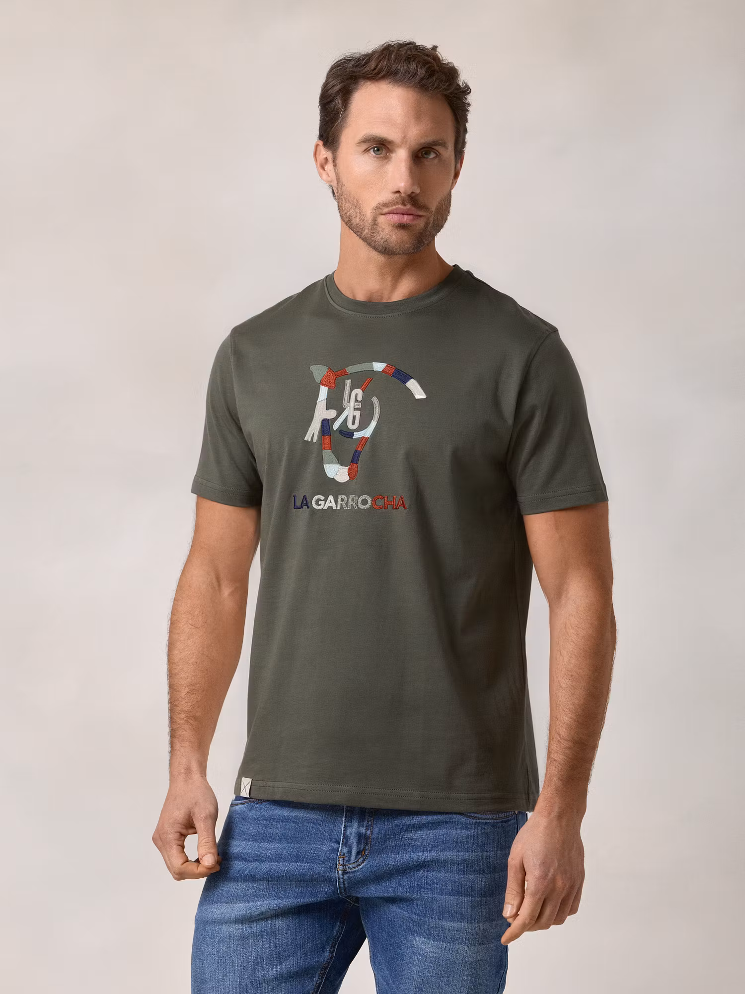 Embroidered HorseT-shirt | Khaki