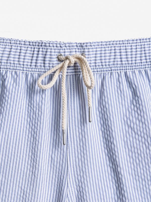 Calção de banho Listrado em seersucker | Marino