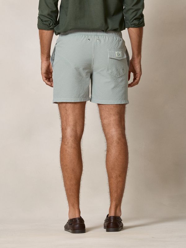 Seersucker Striped Swimsuit | Moss Green