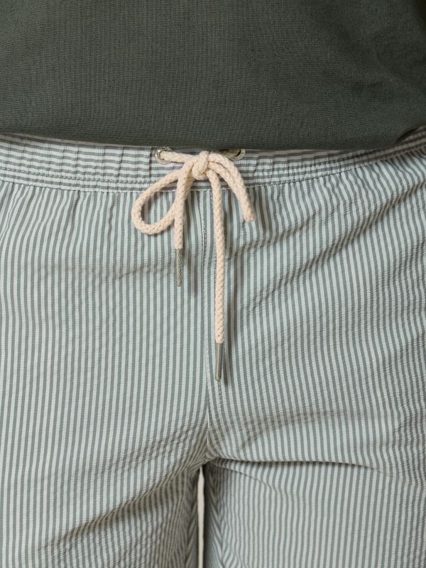 Seersucker Striped Swimsuit | Moss Green