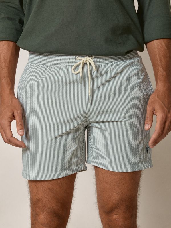 Seersucker Striped Swimsuit | Moss Green