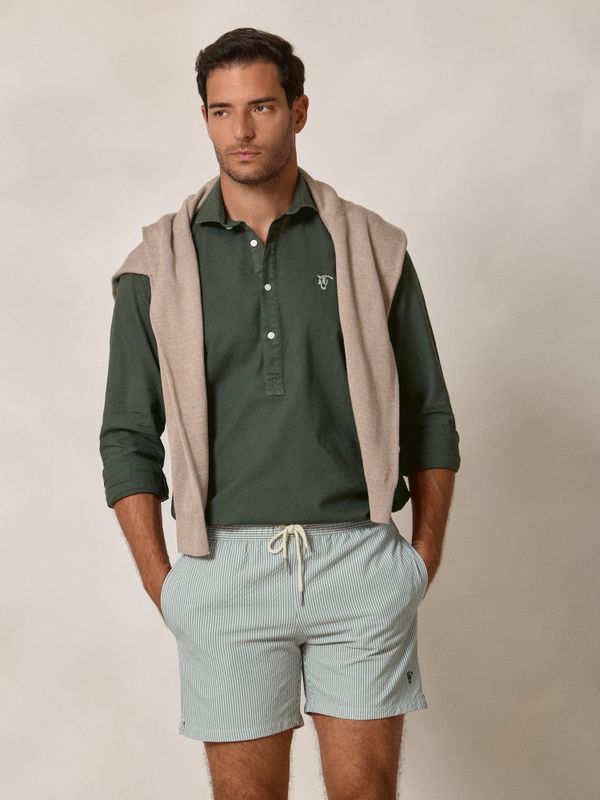 Seersucker Striped Swimsuit | Moss Green