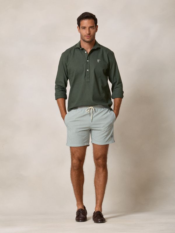 Seersucker Striped Swimsuit | Moss Green