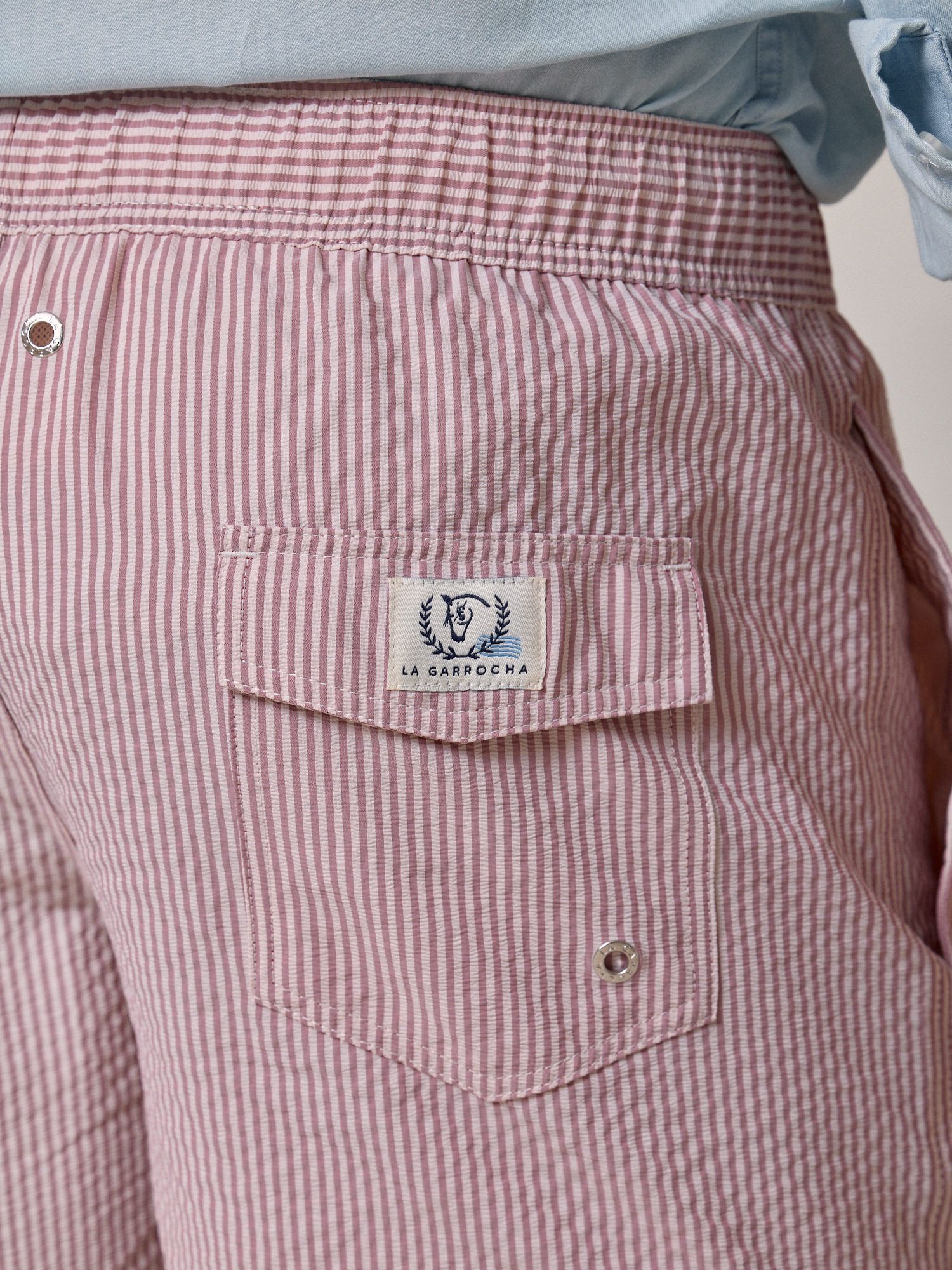 Calção de banho Listrado em seersucker | Borgonha