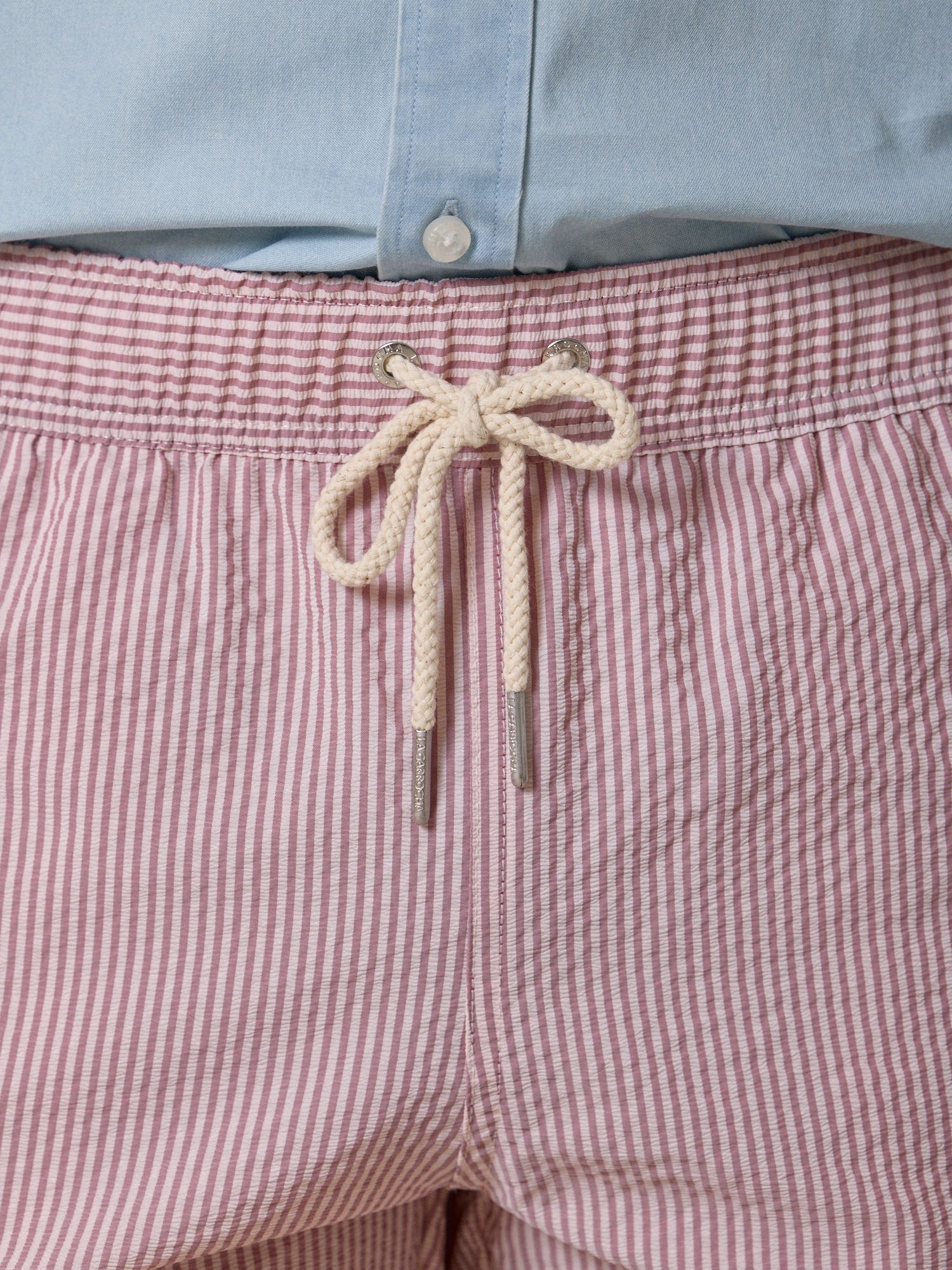 Calção de banho Listrado em seersucker | Borgonha