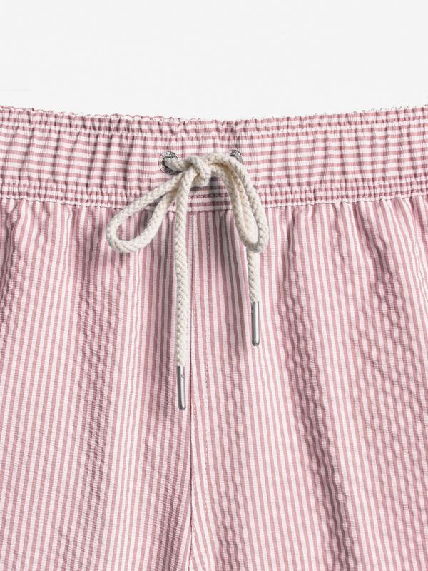 Calção de banho Listrado em seersucker | Borgonha