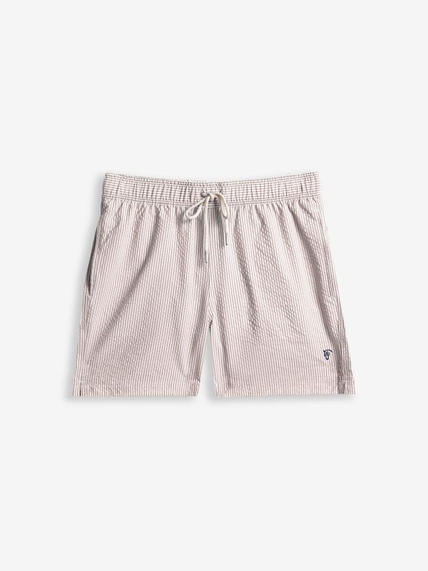 Calção de banho Listrado em Seersucker | Camel