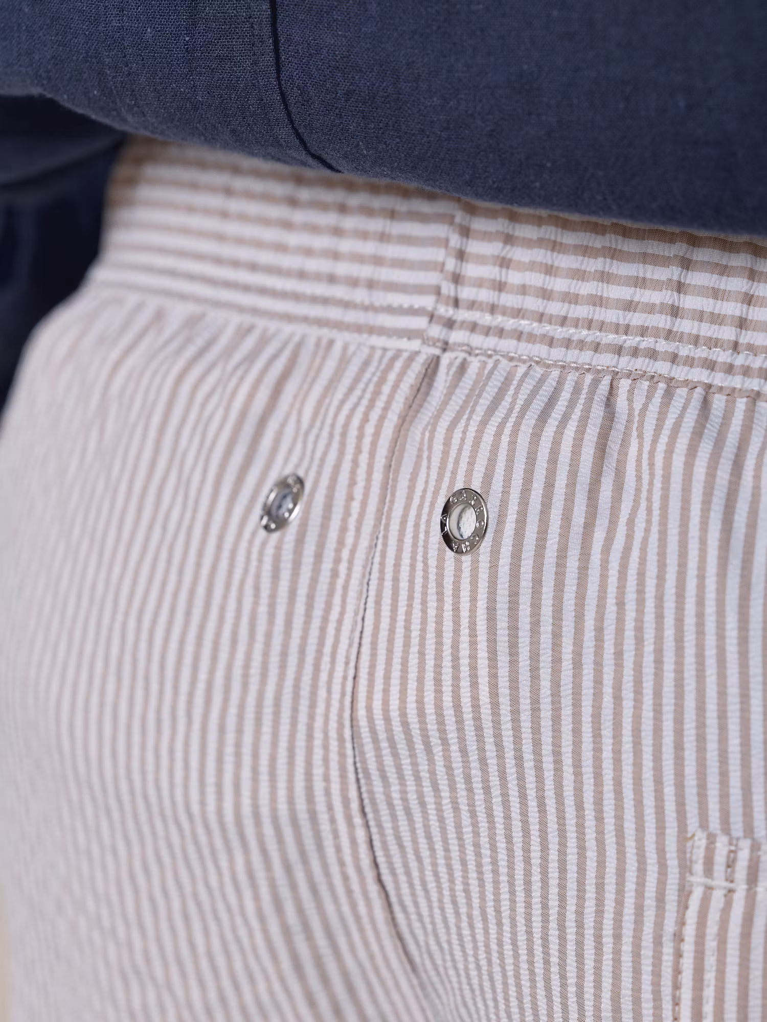 Calção de banho Listrado em Seersucker | Camel