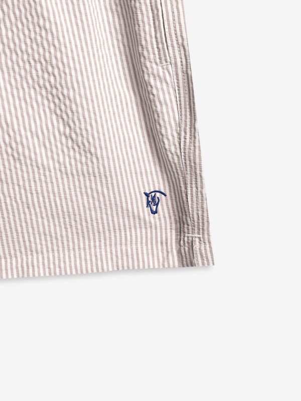 Calção de banho Listrado em Seersucker | Camel