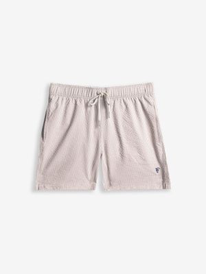 Seersucker Striped Swimsuit | Camel