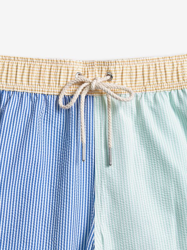 Calção de banho Listrado Multicolorido em Seersucker