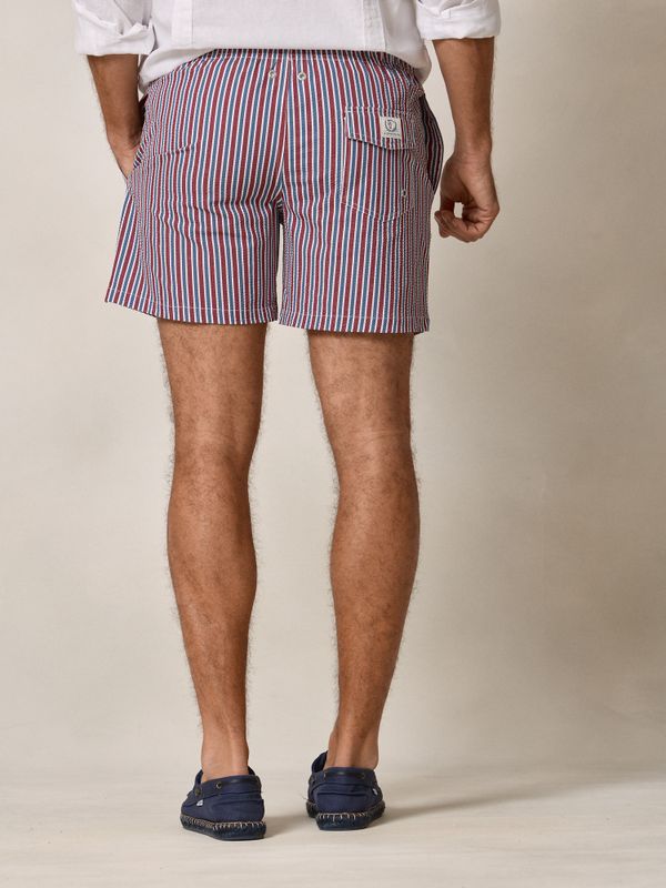 Striped Color Seersucker Swimsuit | Cobalt Blue