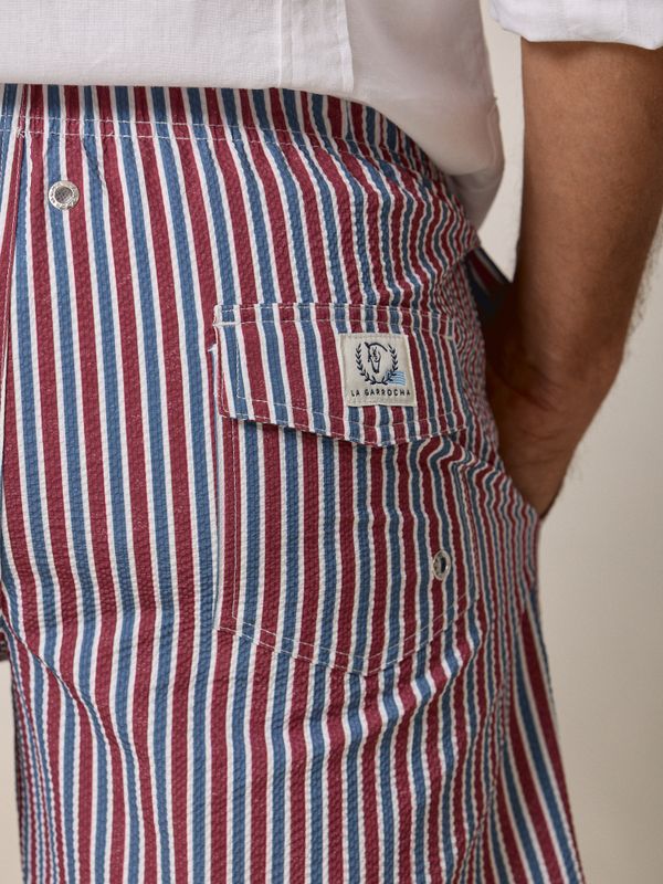 Striped Color Seersucker Swimsuit | Cobalt Blue