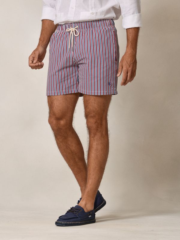 Striped Color Seersucker Swimsuit | Cobalt Blue