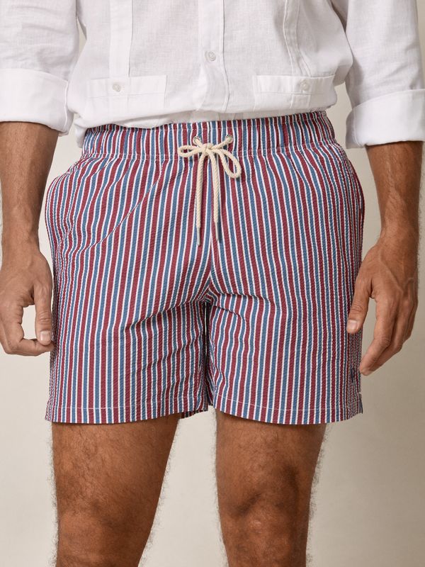 Striped Color Seersucker Swimsuit | Cobalt Blue