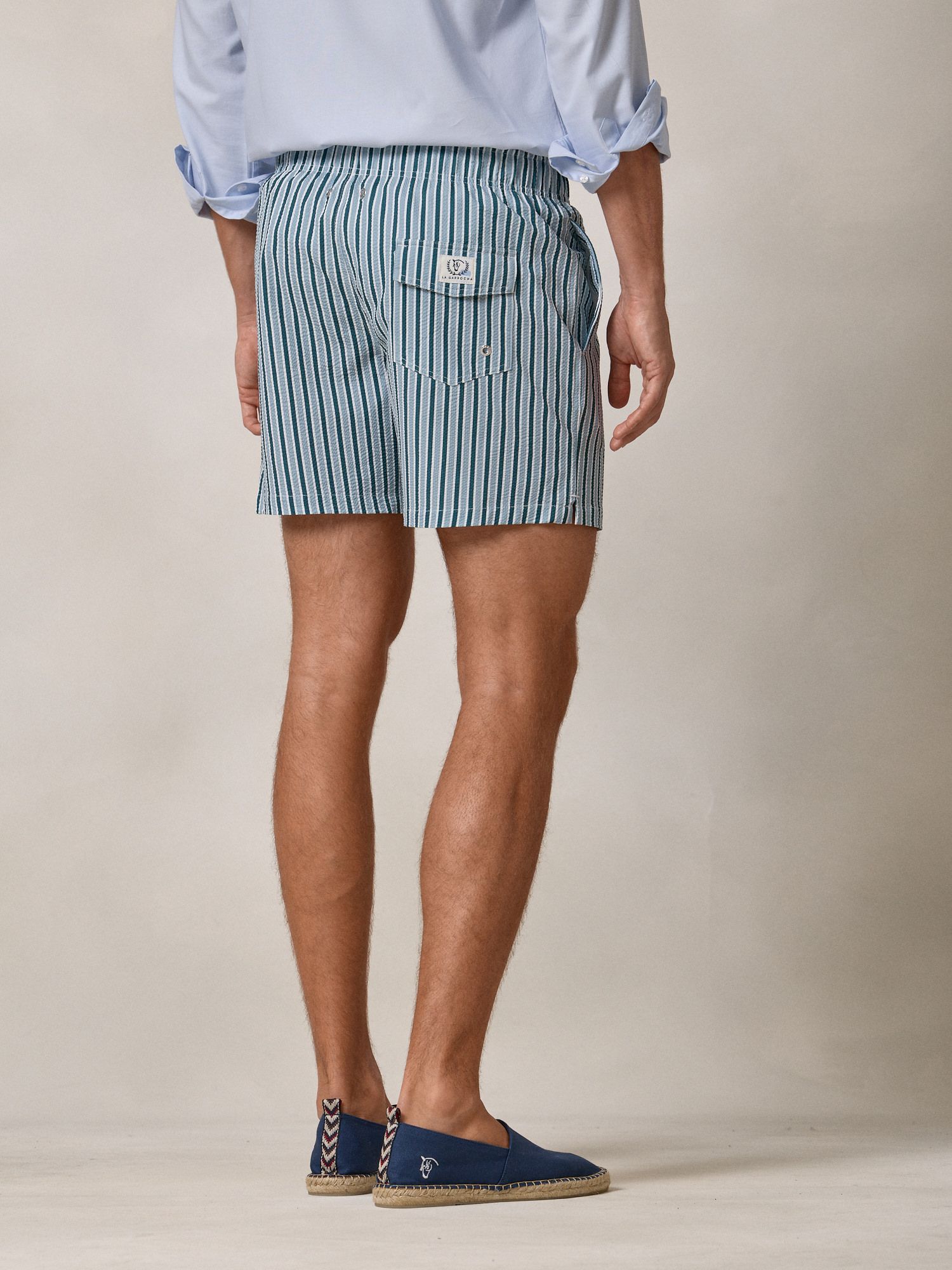 Calção de banho Listrado | Verde Egeu