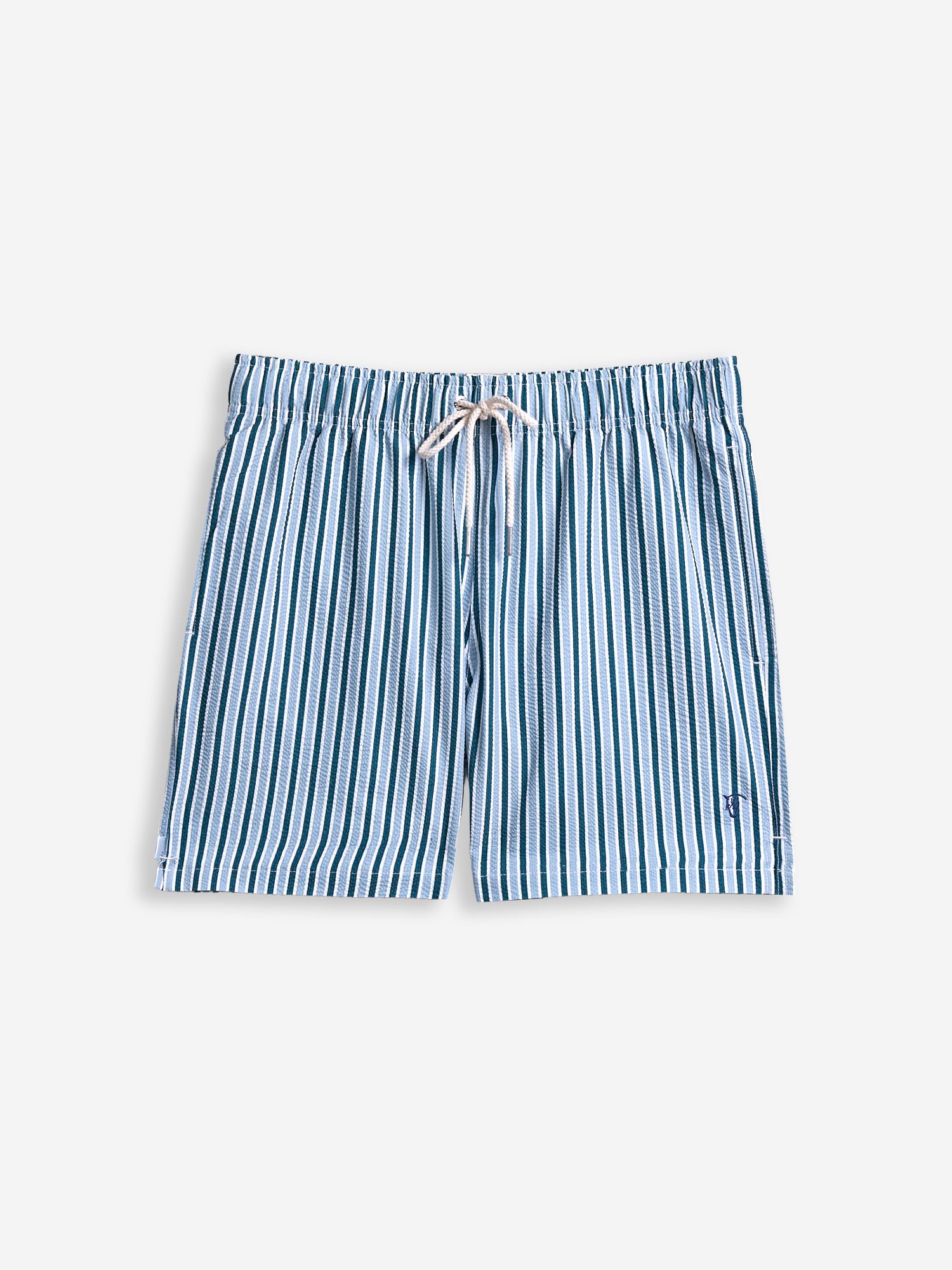 Maillot de bain à Rayures en Couleurs Seersucker | Vert Égéen