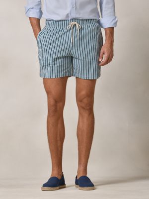 Striped Color Seersucker Swimsuit | Aegean Green