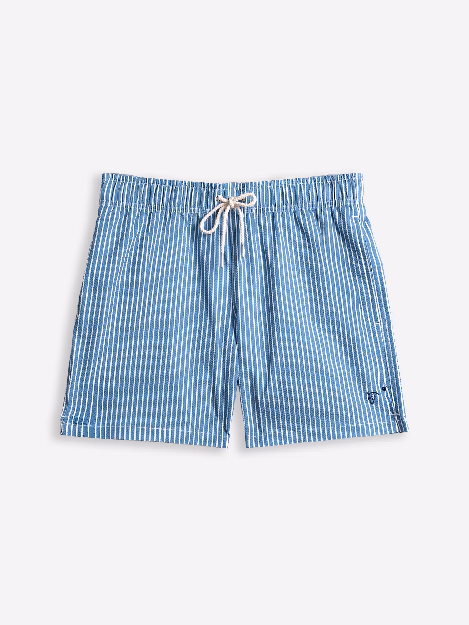 Maillot de bain rayé large en seersucker | Bleu Marine