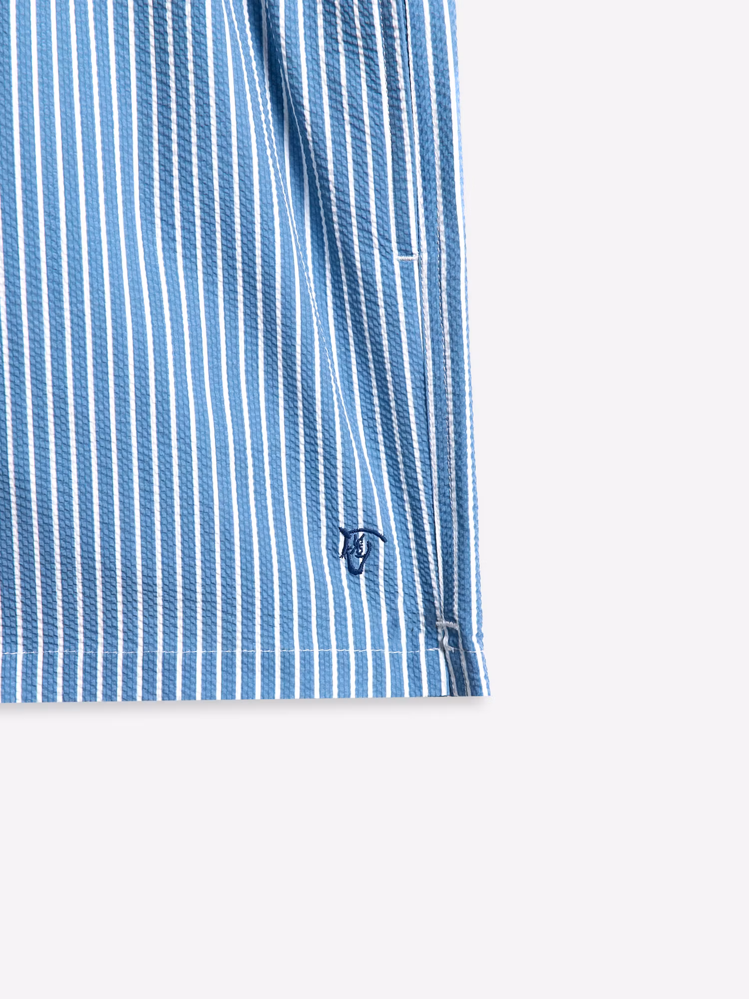 Maillot de bain rayé large en seersucker | Bleu Marine