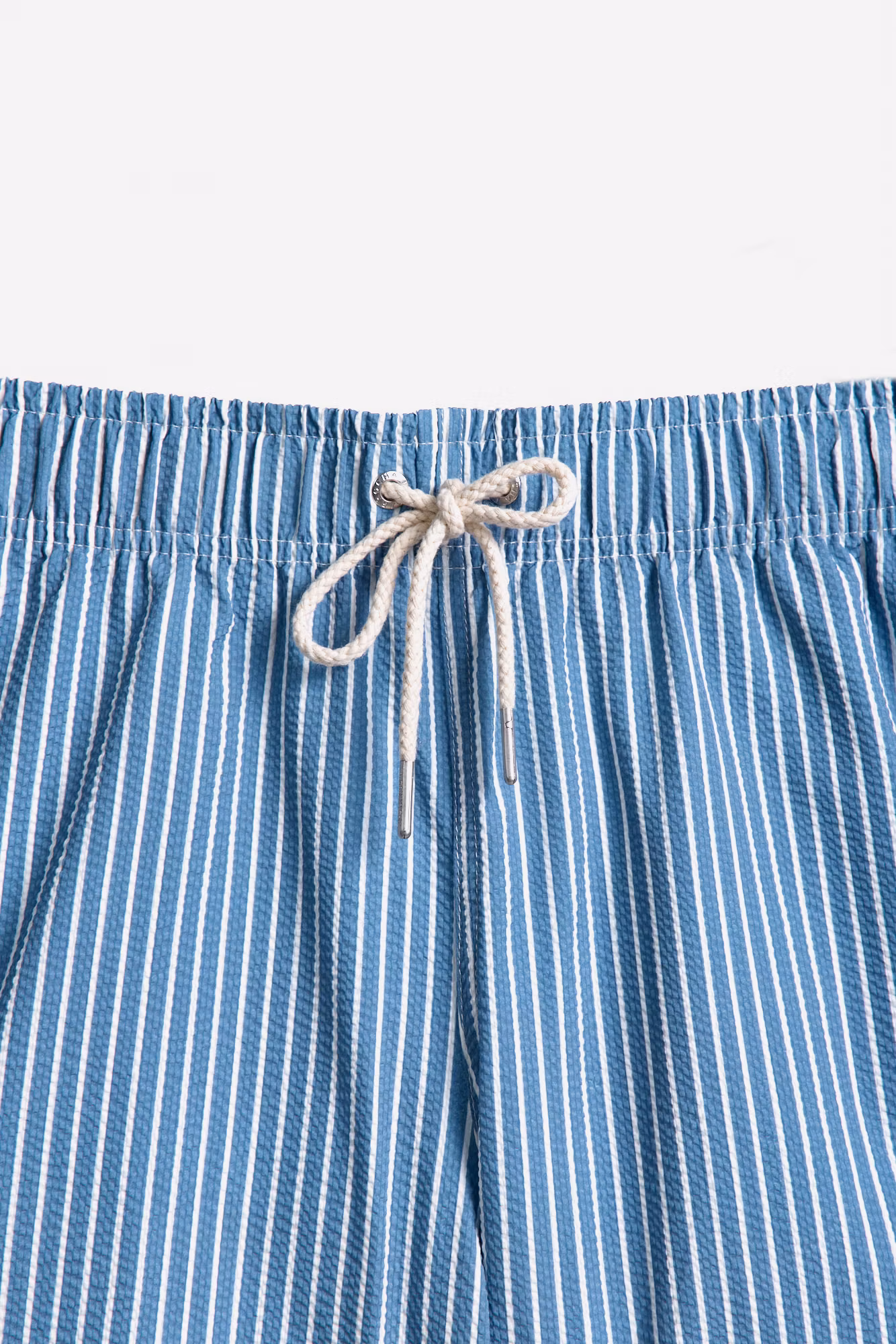 Maillot de bain rayé large en seersucker | Bleu Marine