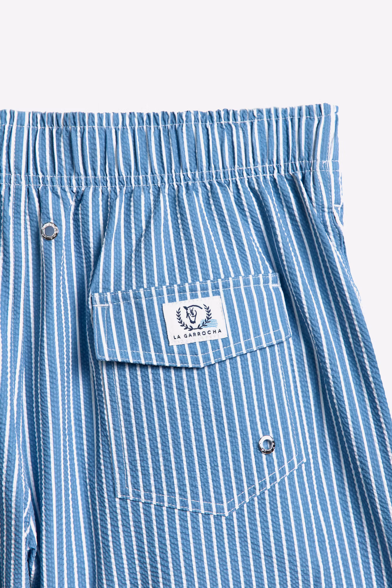 Maillot de bain rayé large en seersucker | Bleu Marine