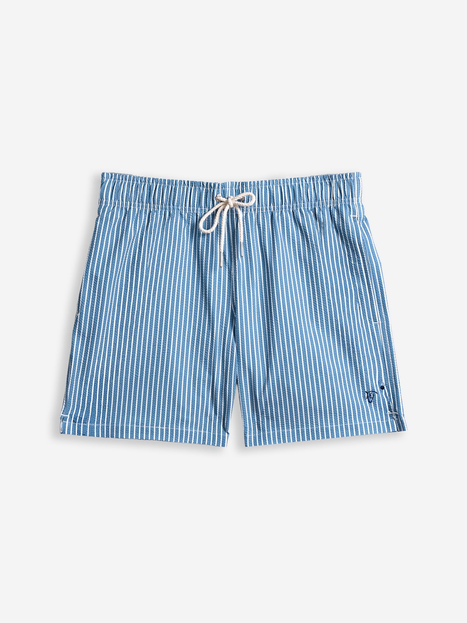 Maillot de bain rayé large en seersucker | Bleu Marine