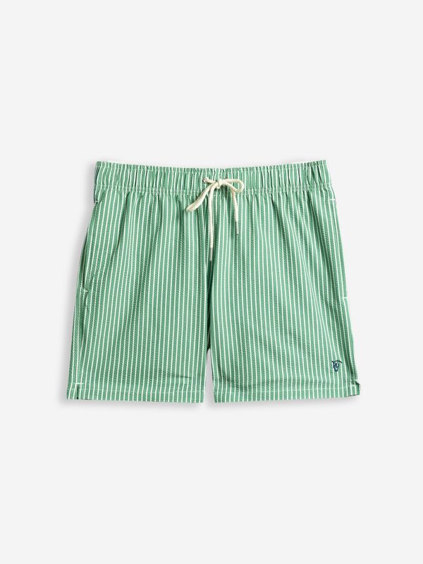 Wide Stripe Seersucker Swimsuit | Green