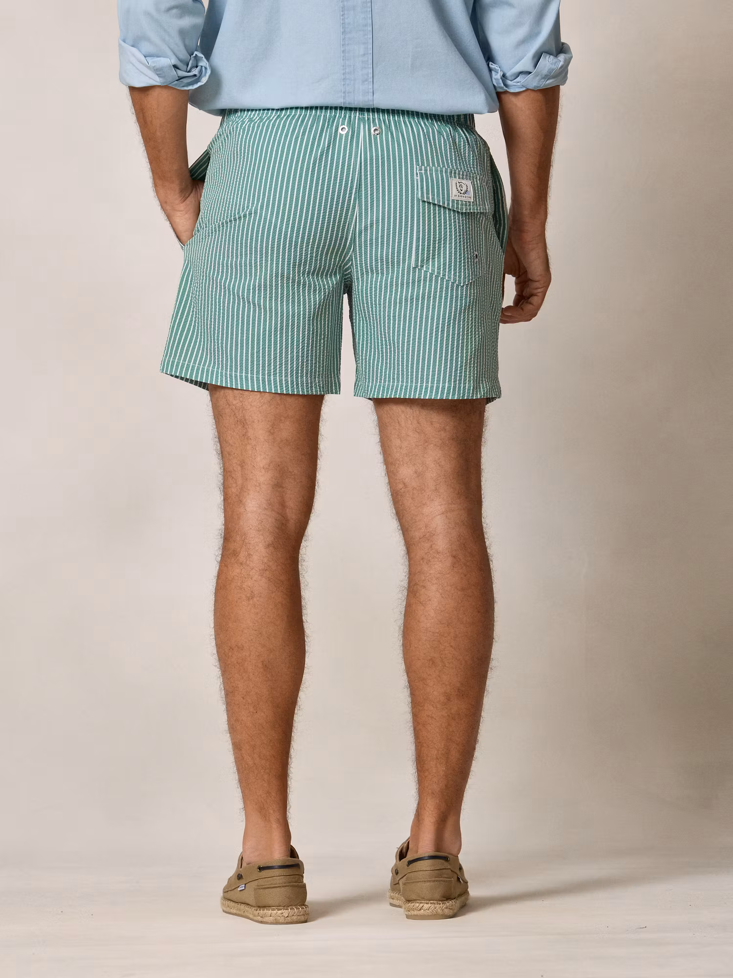 Bañador Raya Ancha Seersucker | Verde