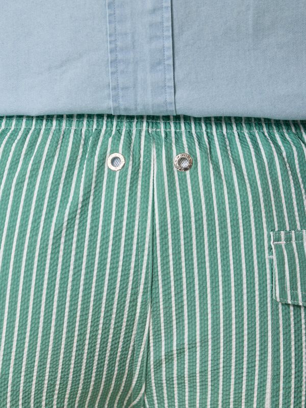 Wide Stripe Seersucker Swimsuit | Green