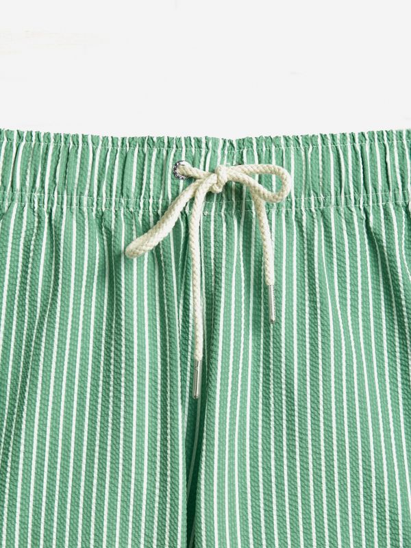 Wide Stripe Seersucker Swimsuit | Green
