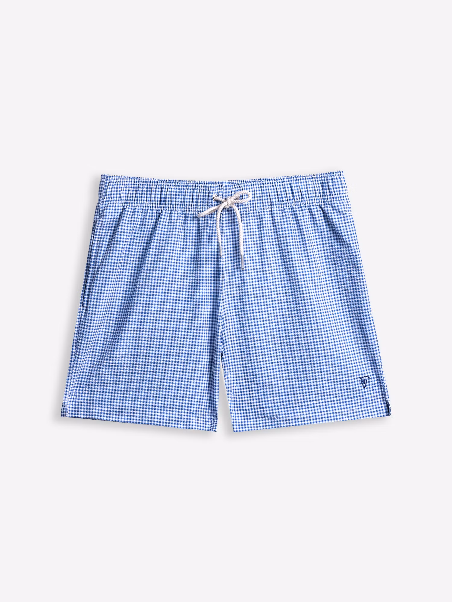 Maillot à Carreaux Vichy en Seersucker | Bleu Marine
